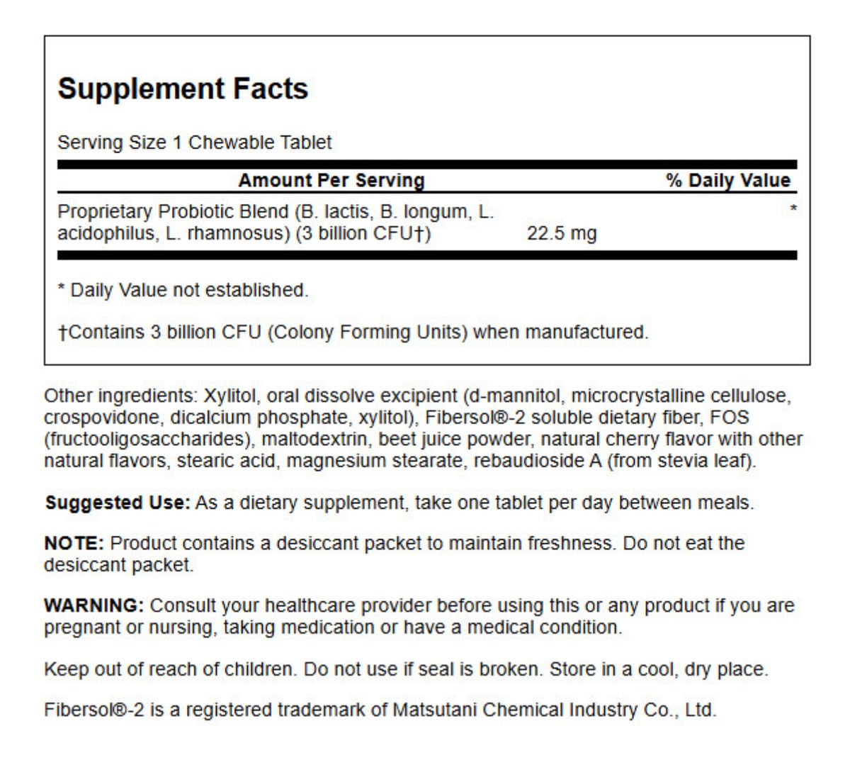 Swanson Probiotic Kids Natural Cherry 3 Billion CFU - 60 Chewables - image 3