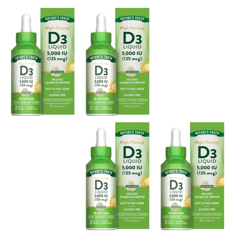 Nature's Truth Vitamin D3 5000 IU Liquid - 2 fl oz, Pack of 4