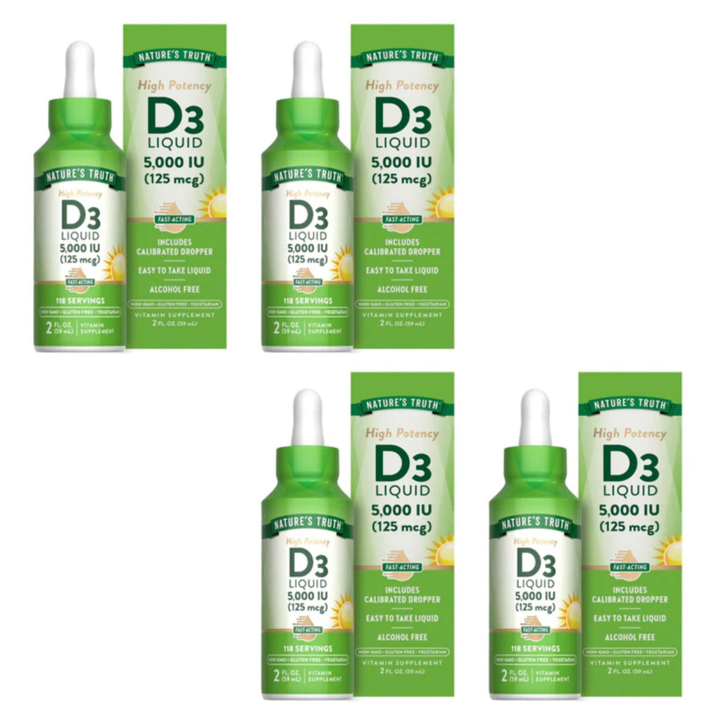 Nature's Truth Vitamin D3 5000 IU Liquid - 2 fl oz, Pack of 4