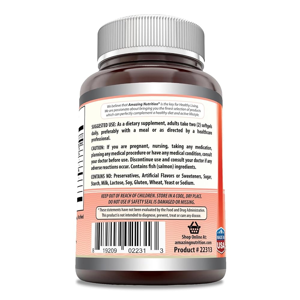 Amazing Omega Wild Alaskan Salmon Oil 2000mg Per Serving Softgels