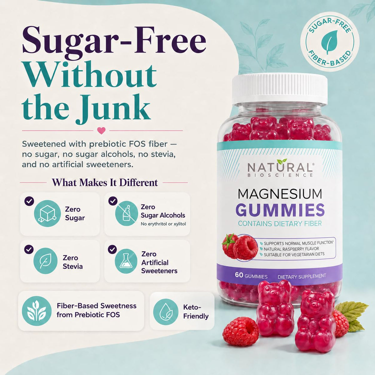 Natural BioScience Sugar Free Magnesium Gummies - Calming Anti-Stress