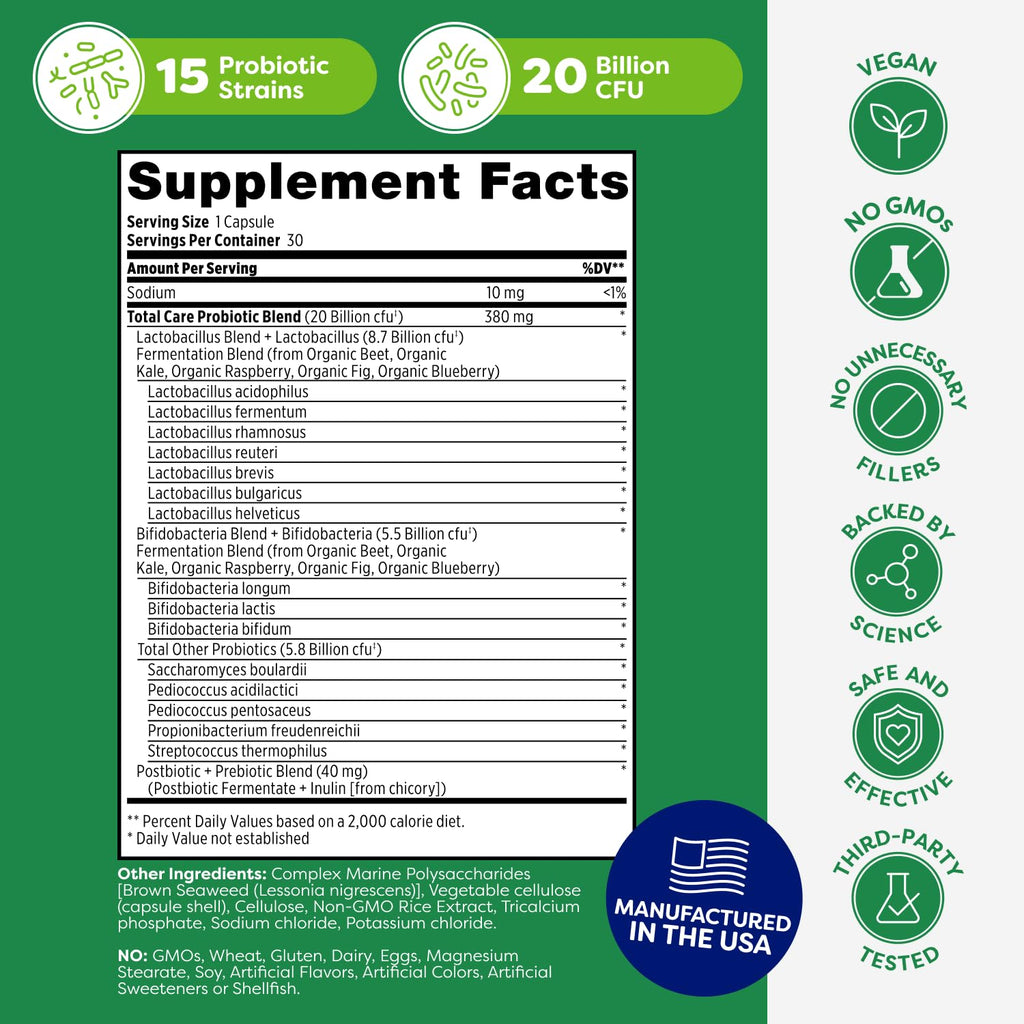 Probulin Total Care Probiotic Supplement 20 Billion CFU - 30 Capsules - image 6