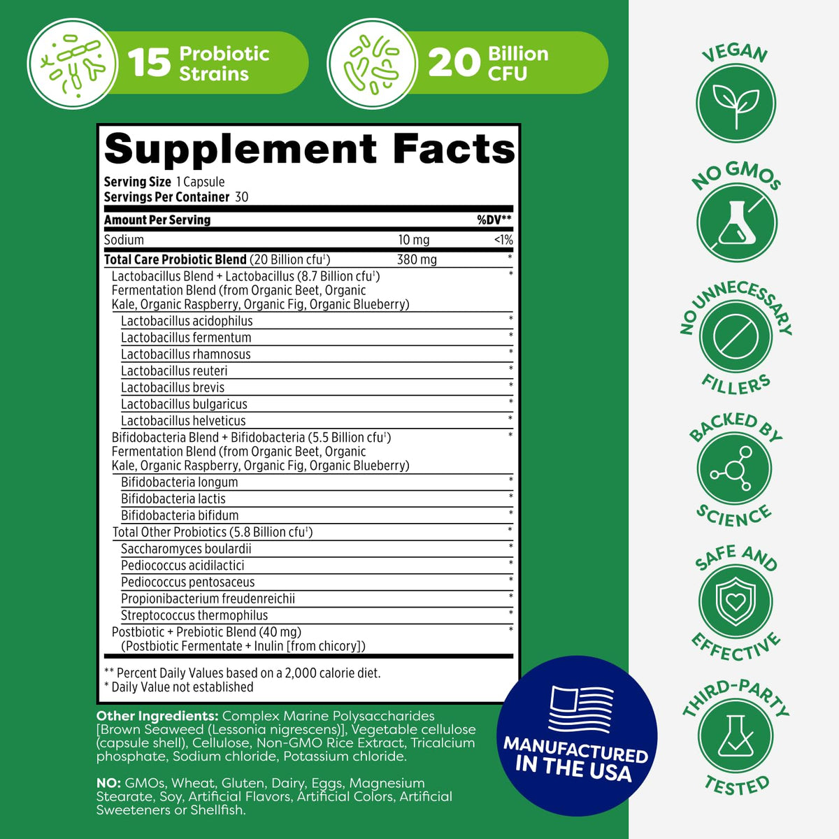 Probulin Total Care Probiotic Supplement 20 Billion CFU - 30 Capsules - image 6