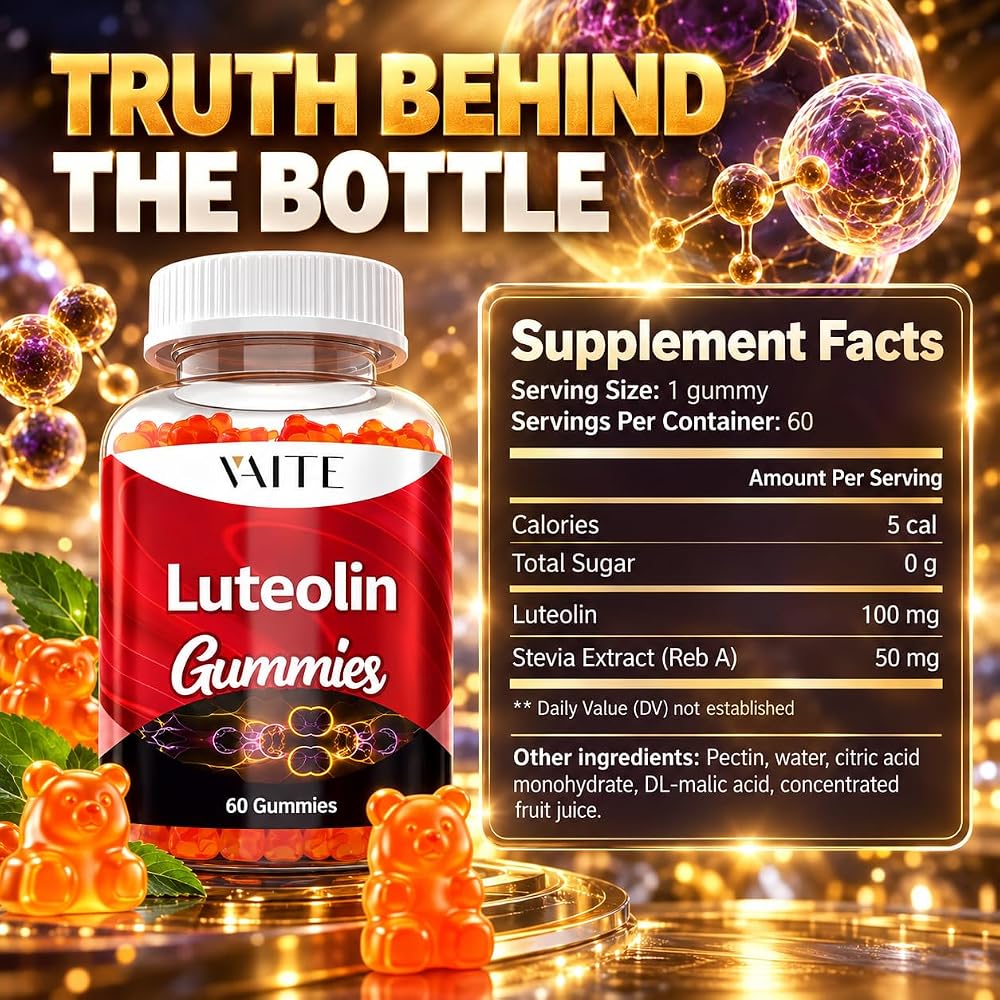 VAITE Luteolin 100mg Antioxidant Gummies for Brain Health - 60 Gummies - image 3