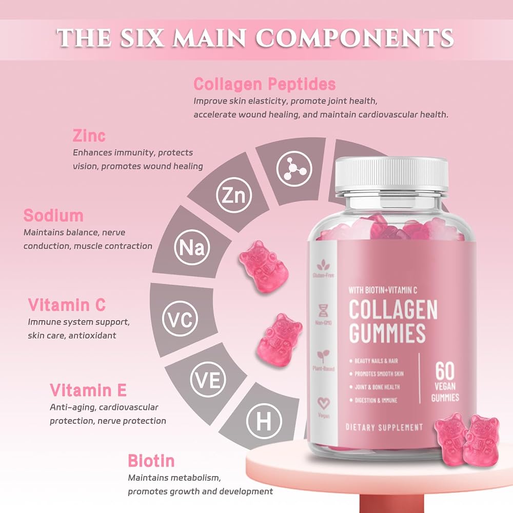 DOTSOG Collagen Gummies with Vitamin C & E - 60 Gummies - image 6