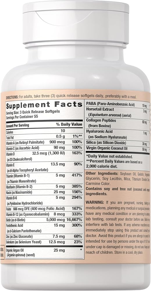 Coera Hair Skin & Nails with Biotin and Collagen - 165 Softgels - image 2