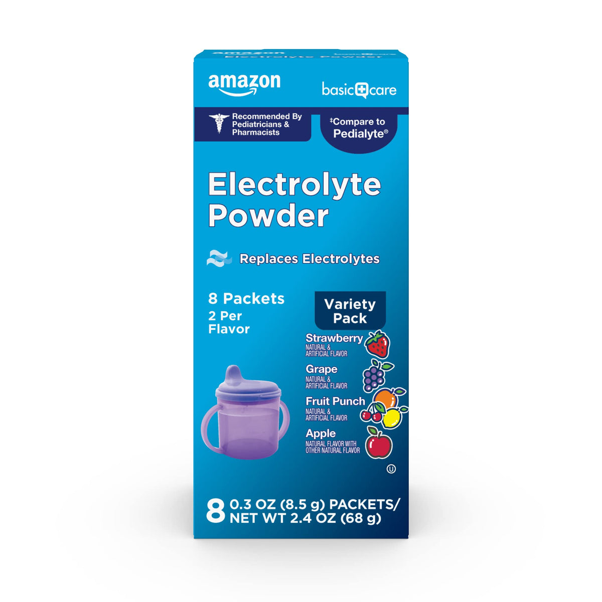Amazon Basic Care Electrolyte Powder Variety Pack - 8 Count