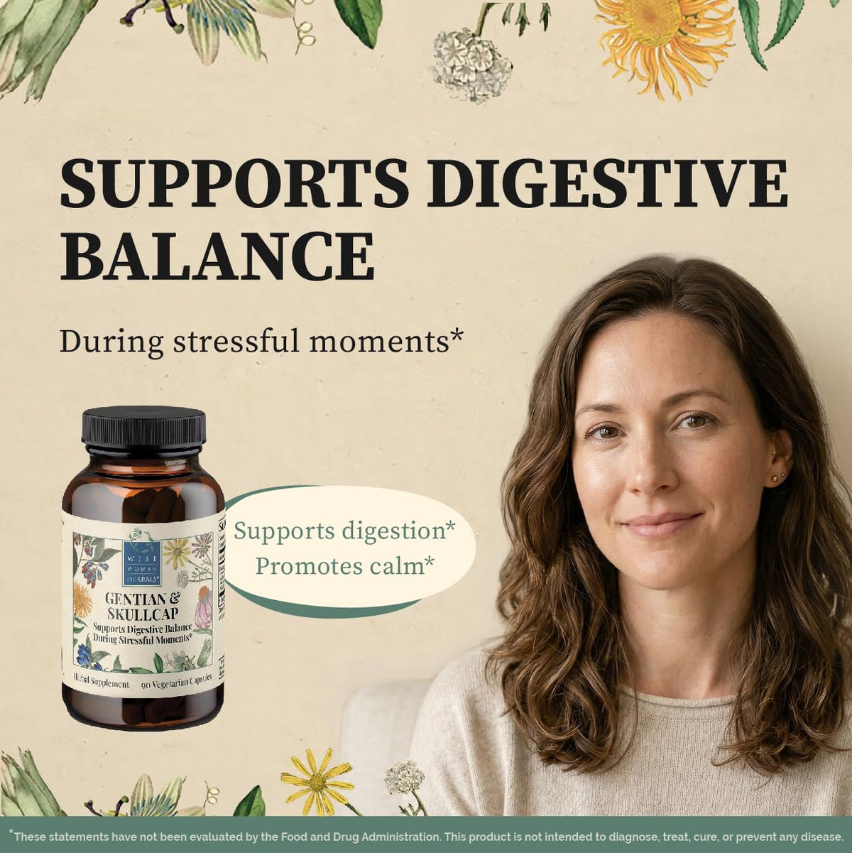 Wise Woman Herbals Gentian & Skullcap Digestive Support - 90 Capsules - image 2