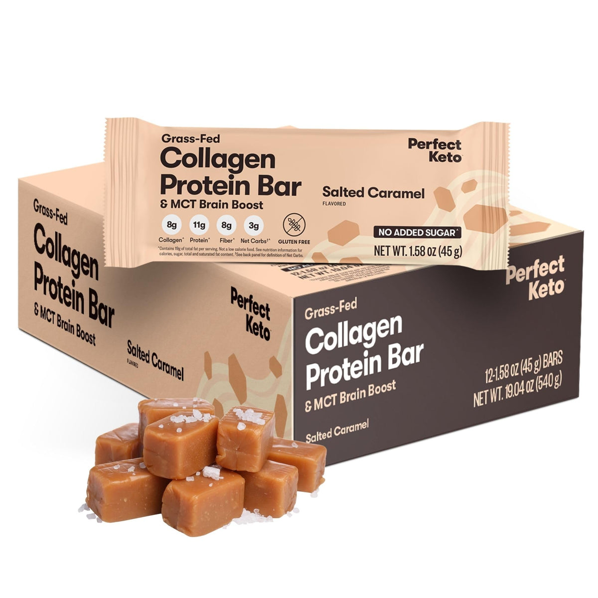 Perfect Keto Protein Snacks - Box of 12 Bars - Low Carb Diet Friendly