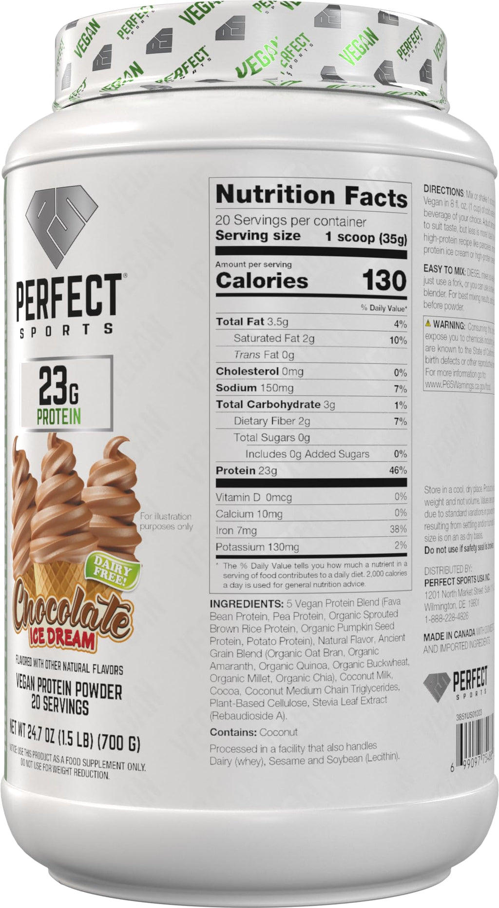 PERFECT SPORTS Vegan Diesel 100% Plant Based Protein