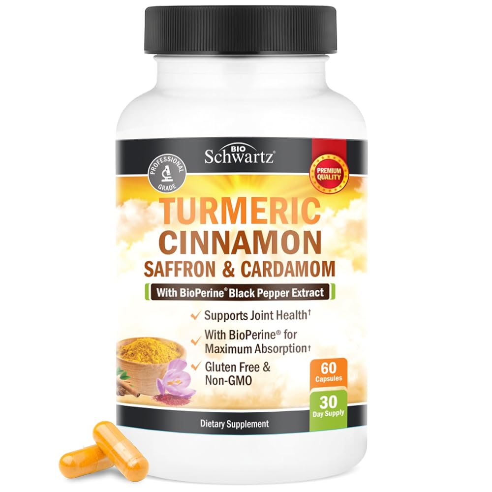 BioSchwartz Turmeric Supplement with Saffron & BioPerine - 60 Capsules