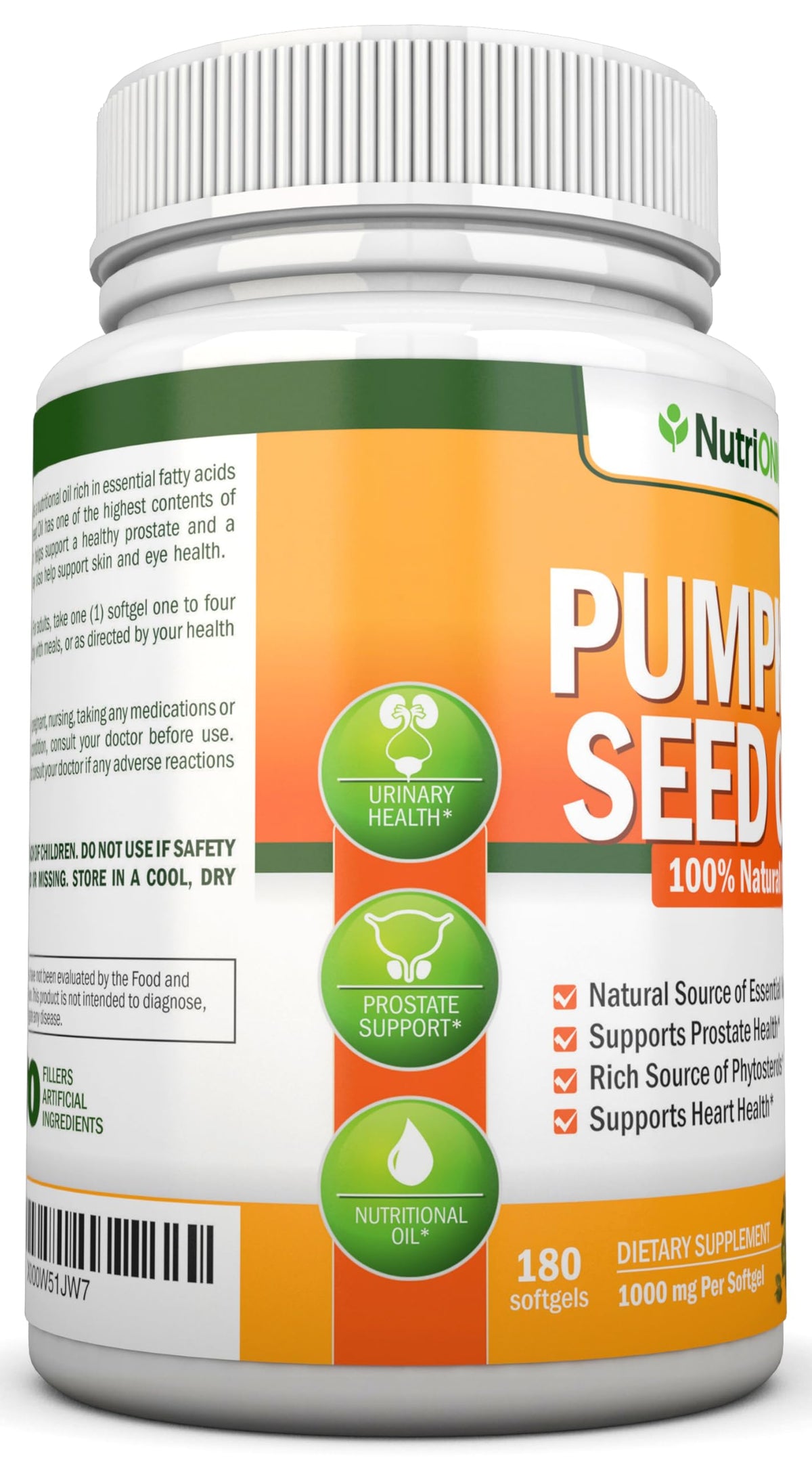 NutriONN Pumpkin Seed Oil 1000mg - 180 Softgels - image 5