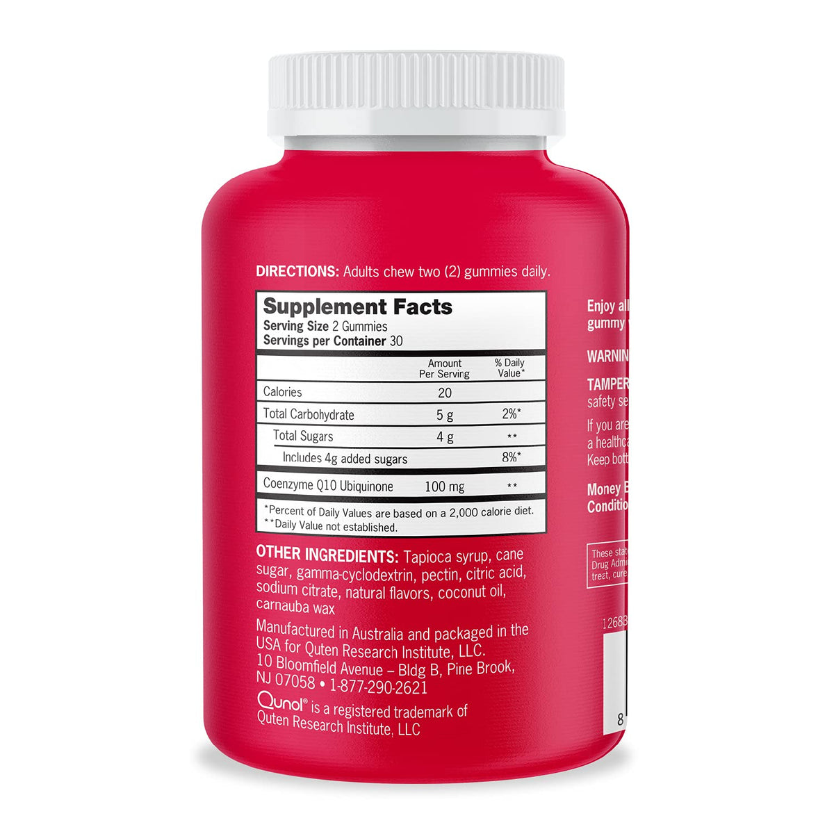 Qunol Gummy CoQ10 100mg Heart Health veganglutenfree Bottle Unisex