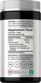 Horbäach Caffeine Pills 220mg with Green Tea - 200 Tablets - image 2