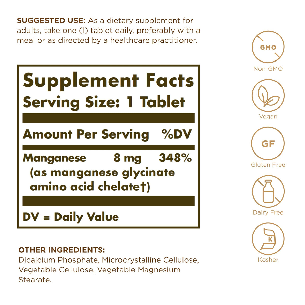 Solgar Chelated Manganese - 100 Tablets - image 2