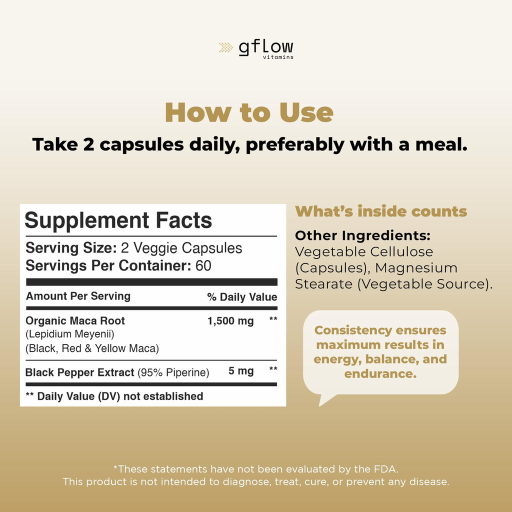 gflow vitamins Organic Maca Root Capsules for Energy & Performance - image 7
