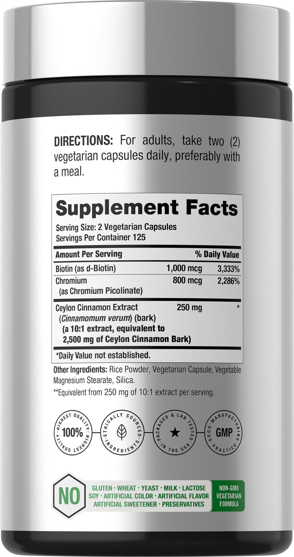 Horbäach Cinnamon with Chromium & Biotin - 250 Capsules - image 2