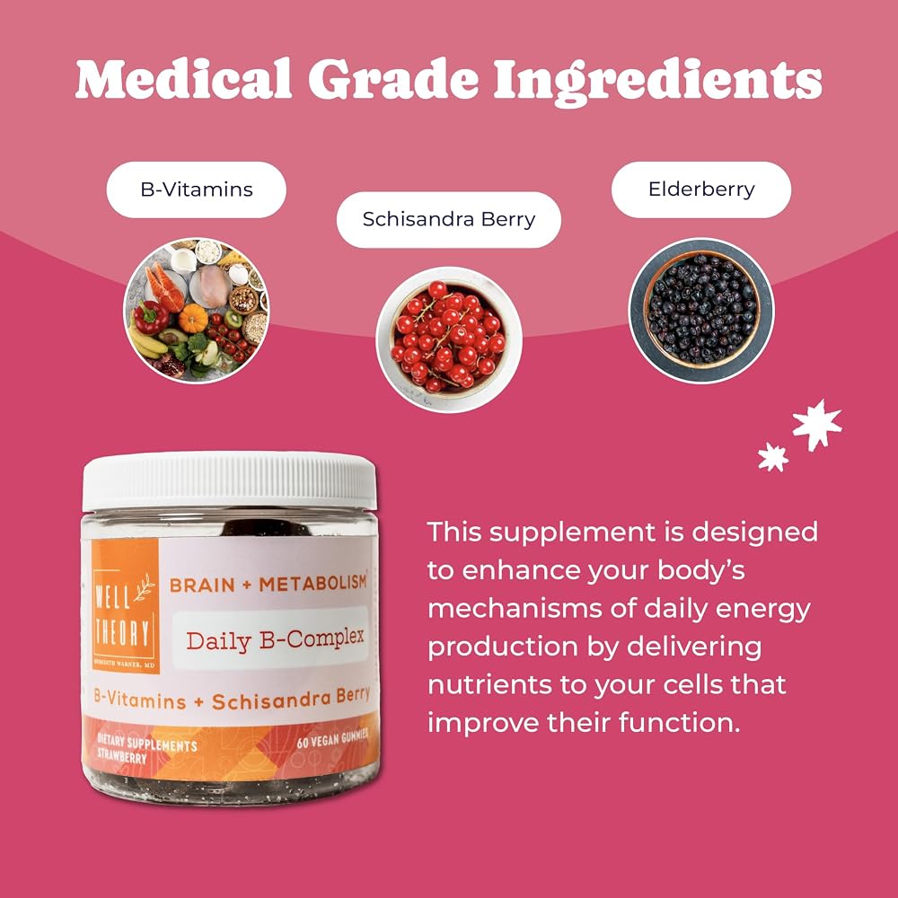 WELL THEORY Daily B-Complex Gummies for Brain & Metabolism - 60 Gummies - image 4