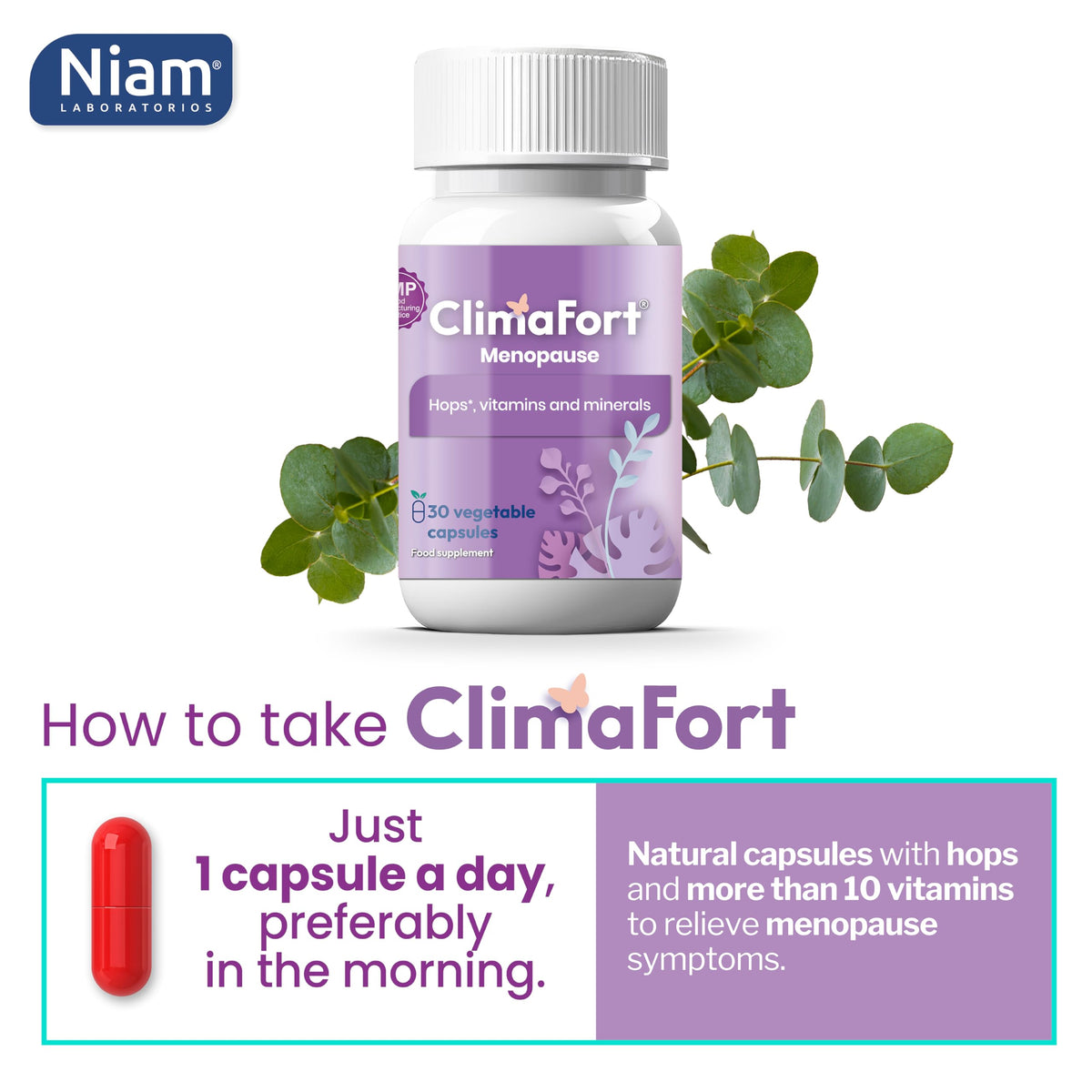 Climafort Menopause Support with Hops - 30 Vegetarian Capsules - image 6