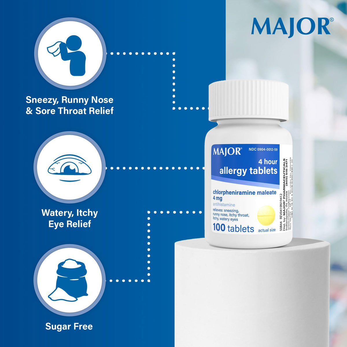 MAJOR Chlorpheniramine Maleate 4 Mg Allergy Tablets - 100 Count - image 5