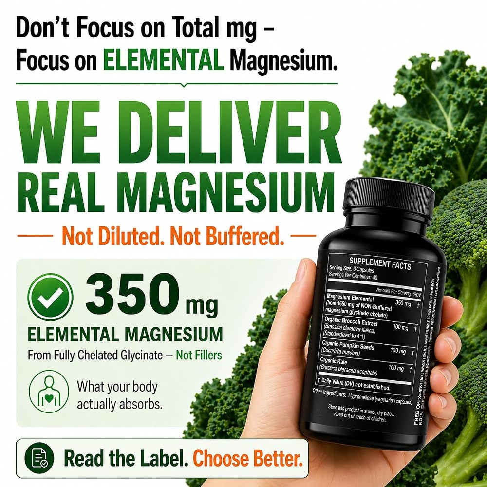 HCL Herbal Code Labs Magnesium Glycinate 350mg - 120 Capsules - image 3