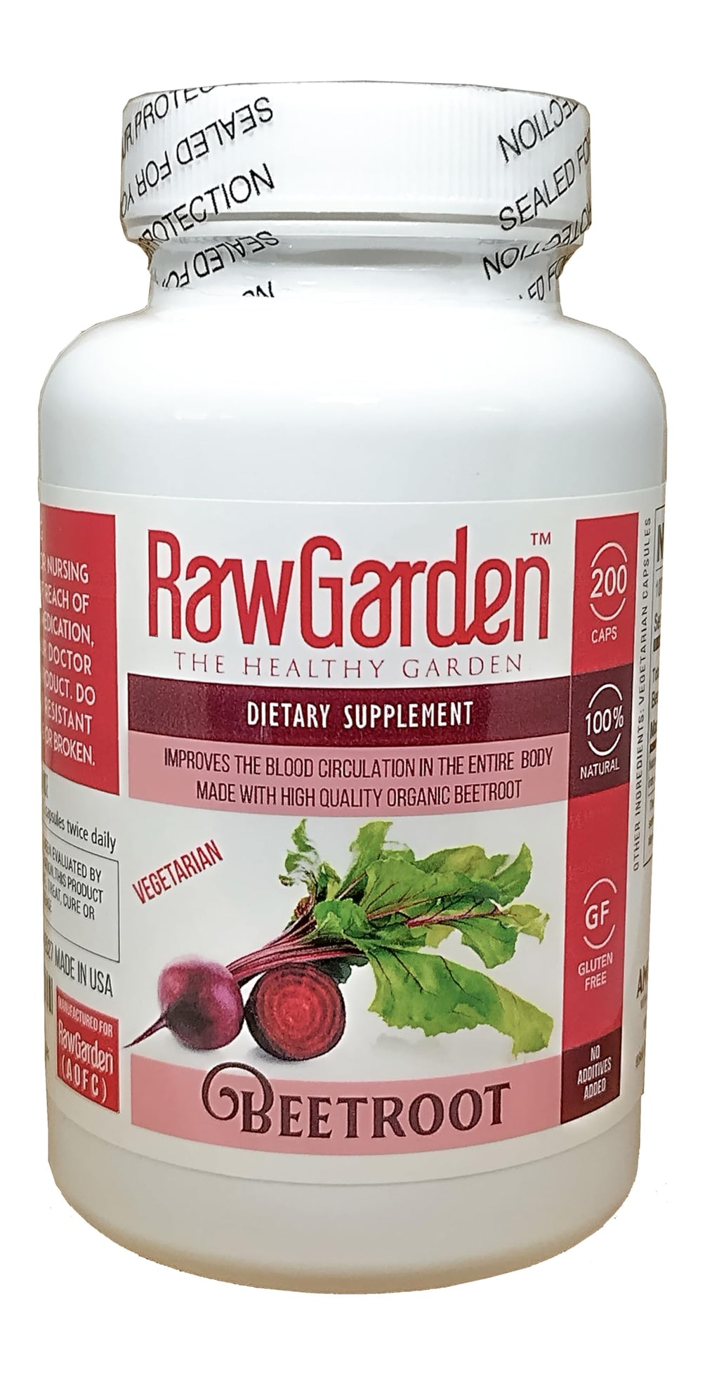 Raw Garden Beet Root Vegetarian Capsules - 200 Count