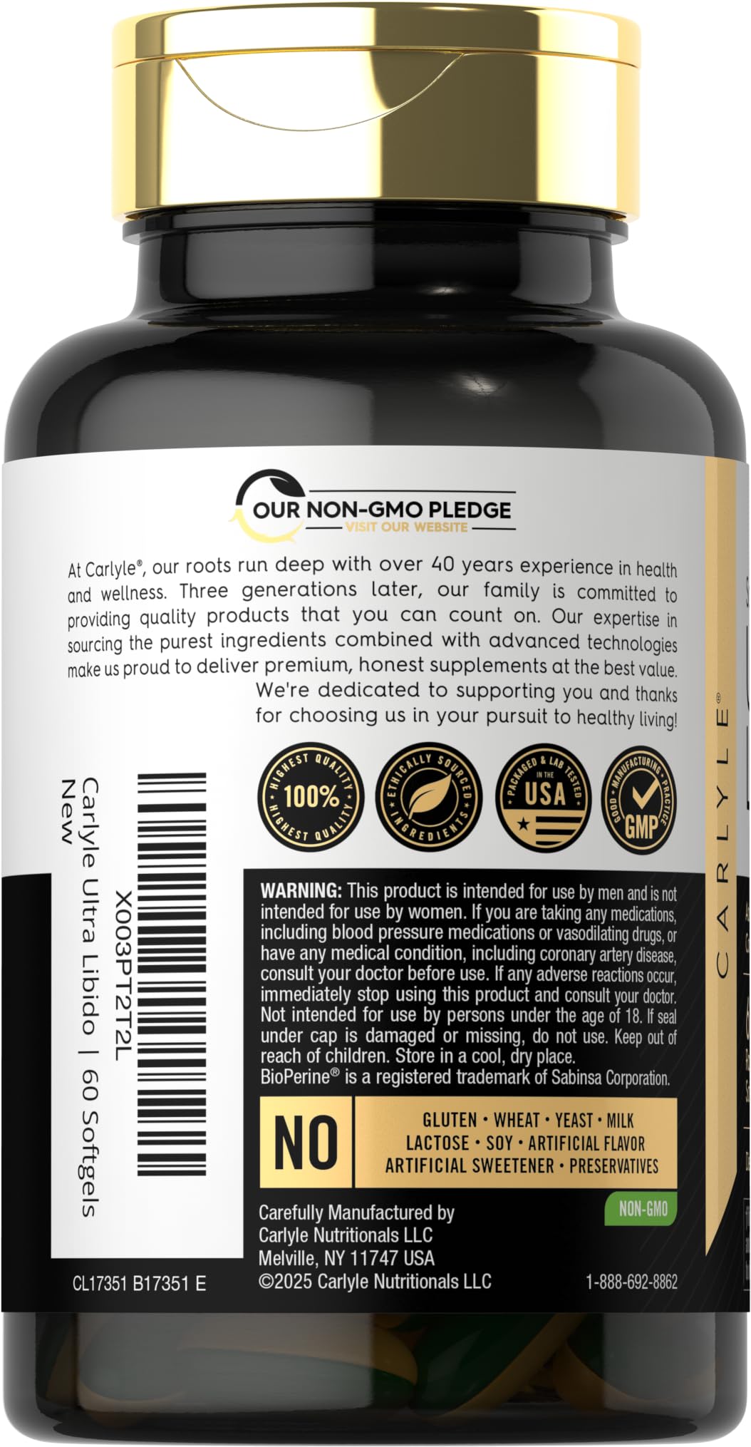 Carlyle Ultra Libido Supplement for Men - 60 Softgels - image 3