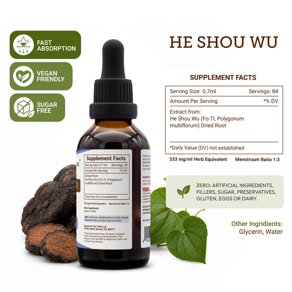 Secrets of the Tribe He Shou Wu Tincture Alcohol-Free Extract - 2 FL OZ - image 4