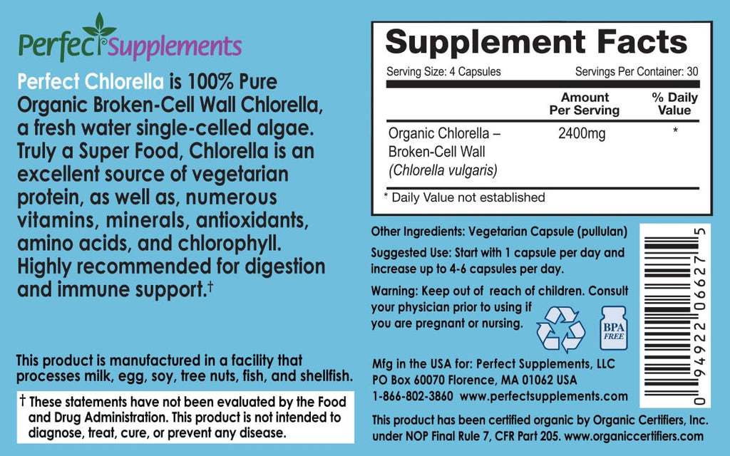 Perfect Supplements Chlorella Vegetarian Protein - 120 Capsules - image 2