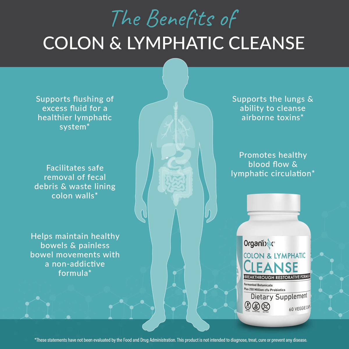 Organixx Lymphatic & Colon Cleanse Probiotic Support - 60 Capsules - image 3