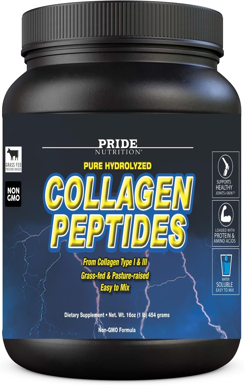 Pride Nutrition Collagen Peptides Powder for Hair, Skin & Nails - 16oz