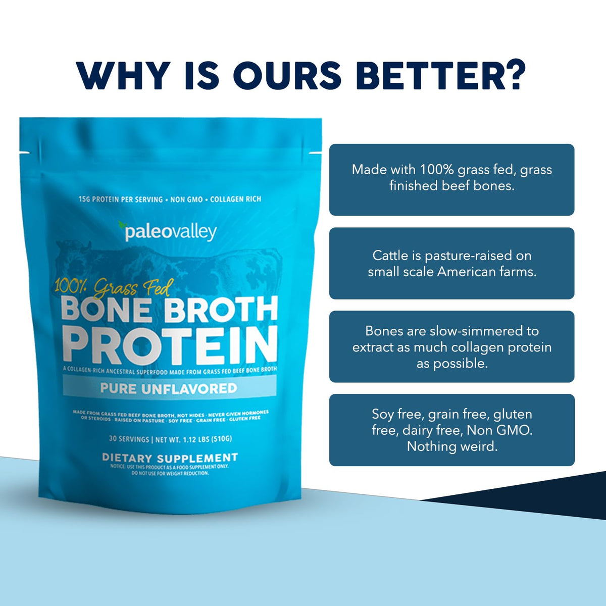 Paleovalley 100% Grass Fed Bone Broth Protein Powder - 16.8 oz - image 5
