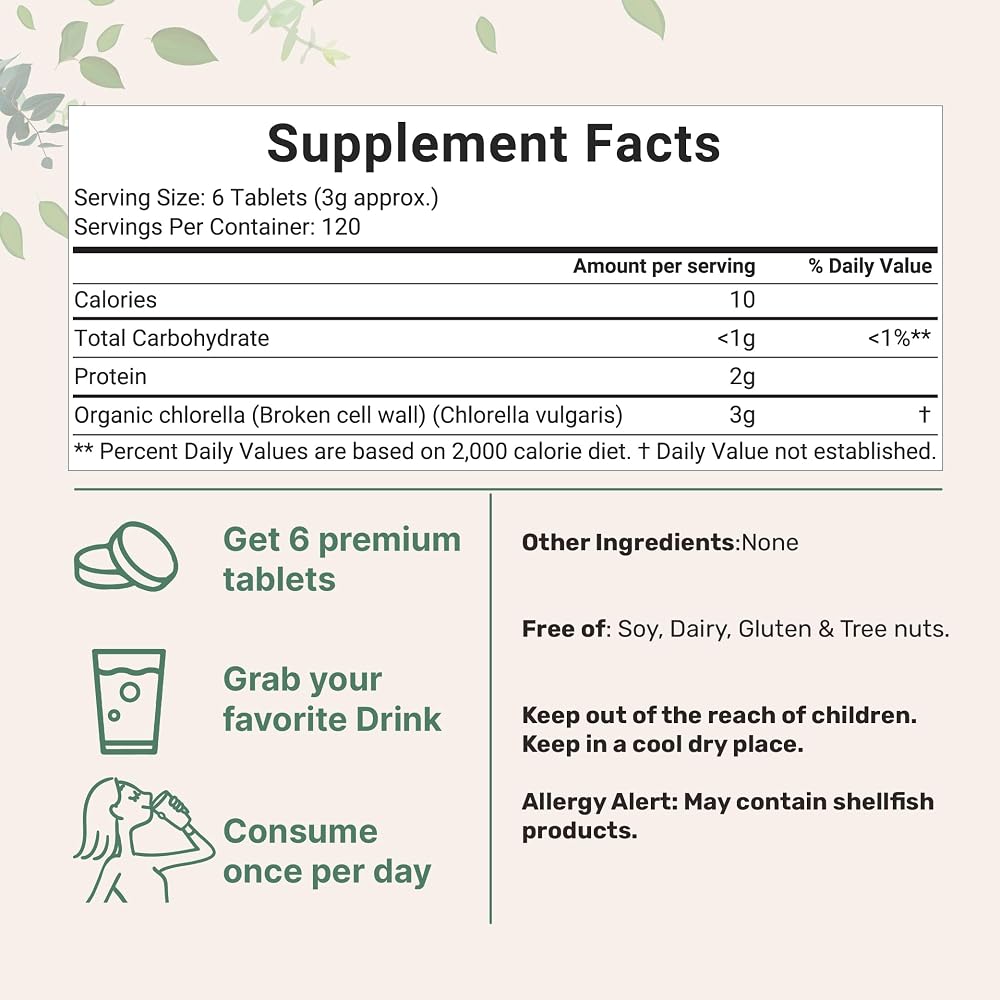 Micro Ingredients Organic Chlorella Tablets 500mg - 720 Tablets - image 3