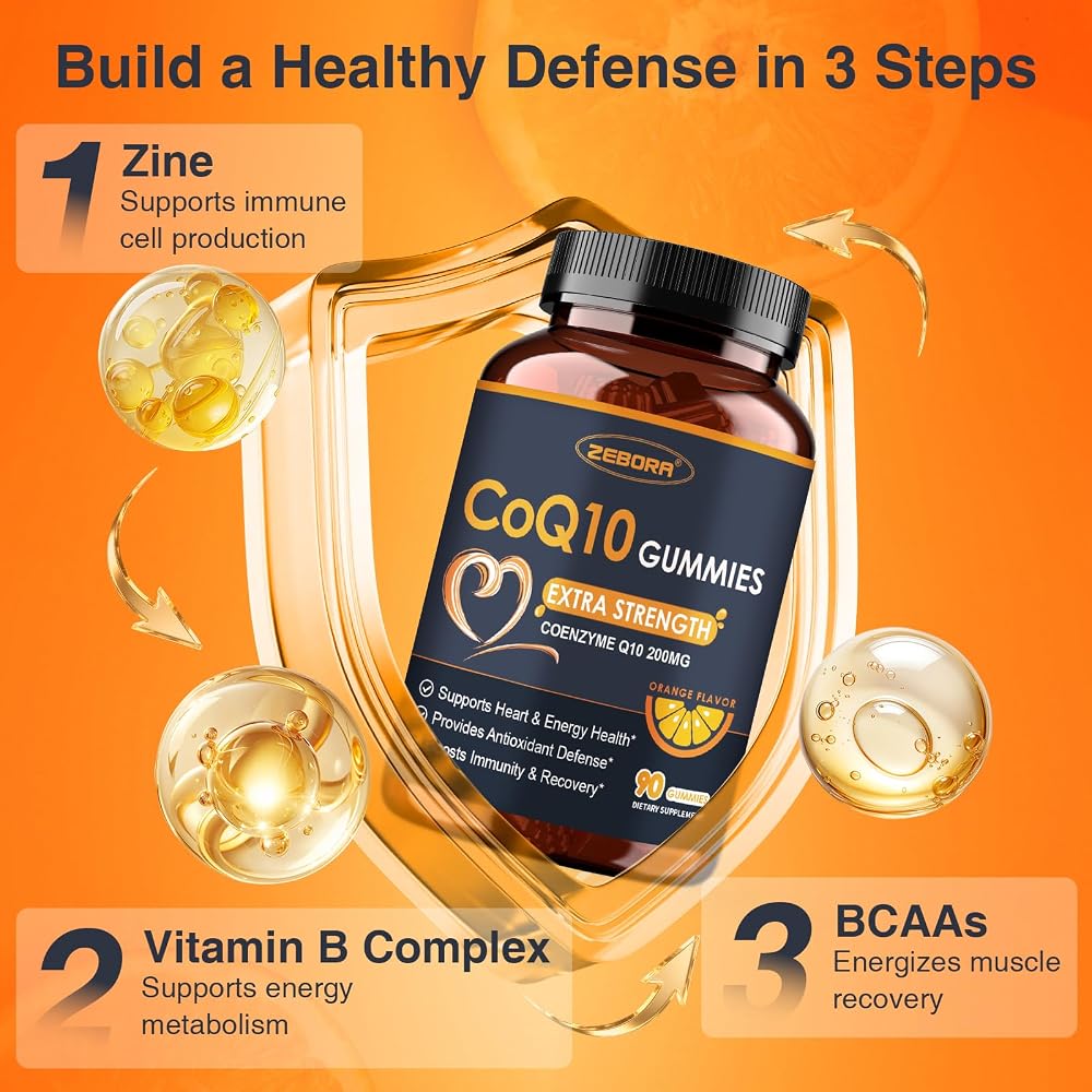 ZEBORA CoQ10 200mg Gummies, Natural Orange Flavor - 90 Gummies - image 7