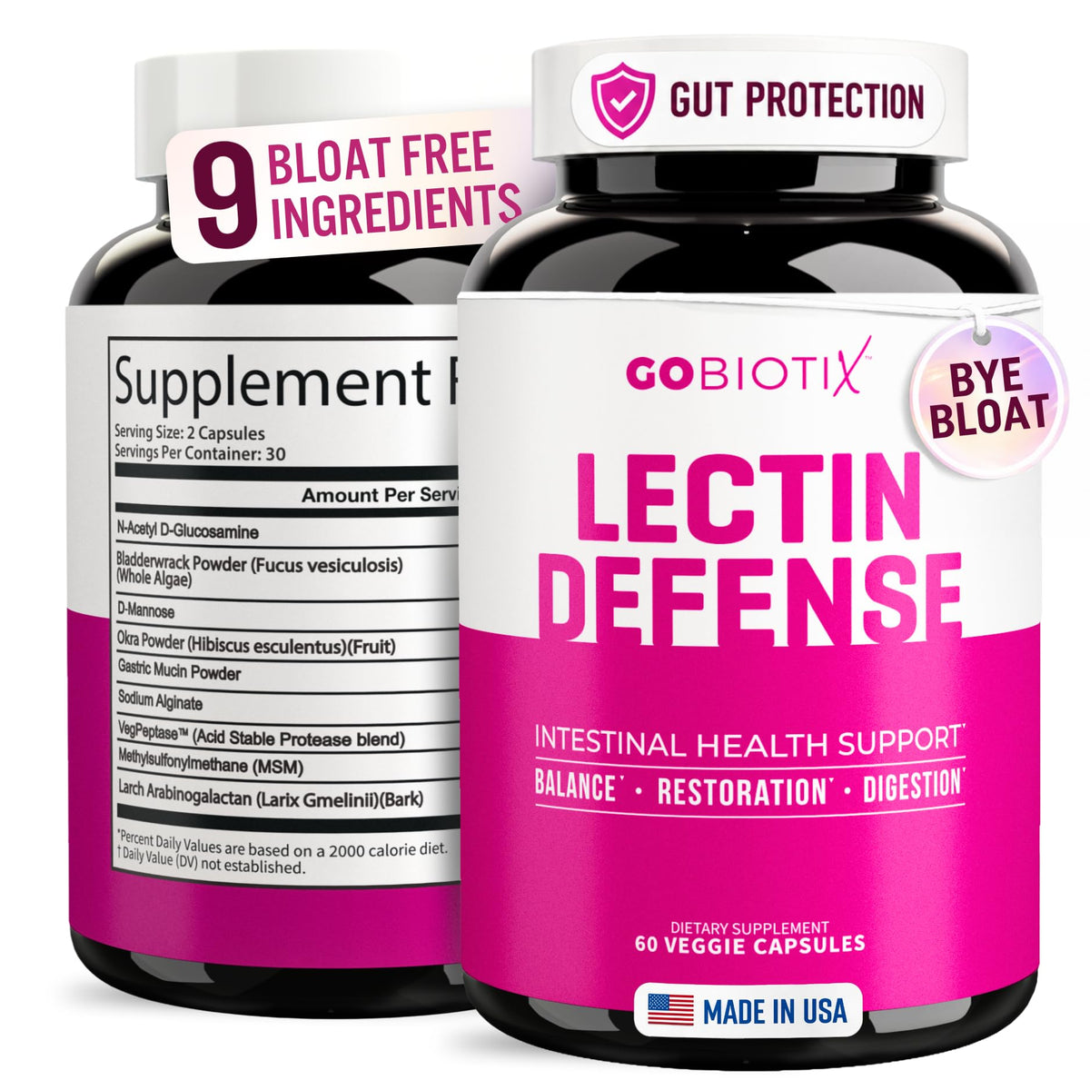 GOBIOTIX Lectin Defense Digestive Enzyme - 60 Capsules