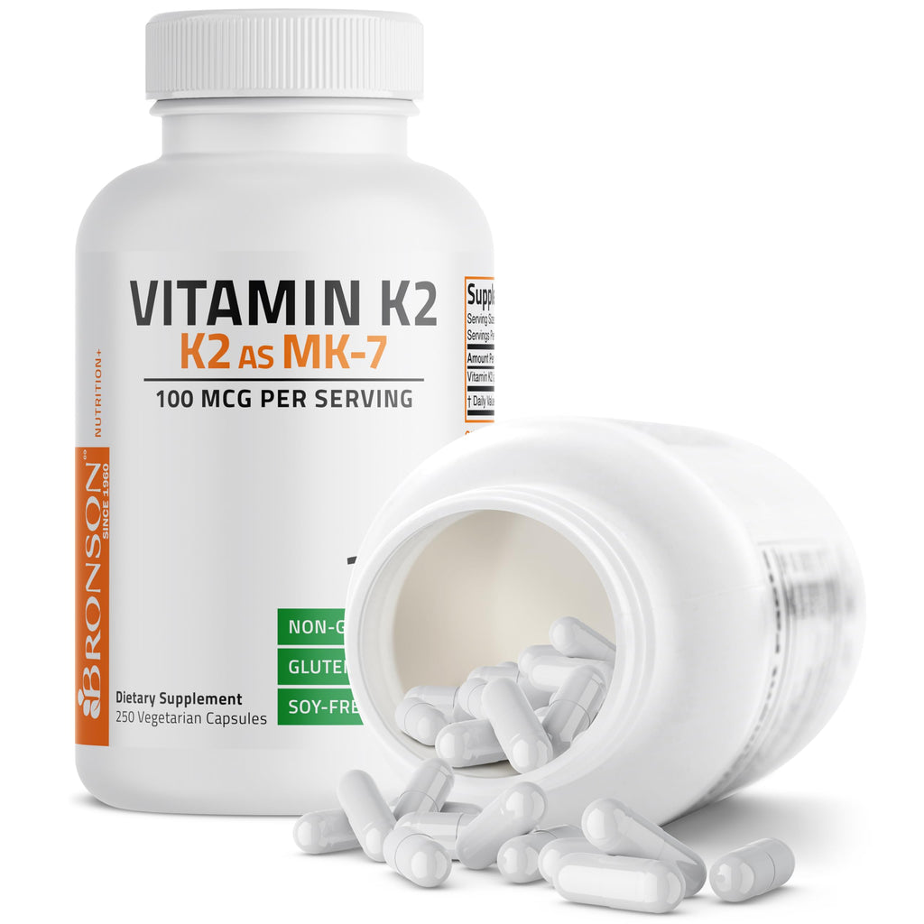 Bronson Flavored Vitamin K2 Capsules Support Strong Bones 100Mcg Adult