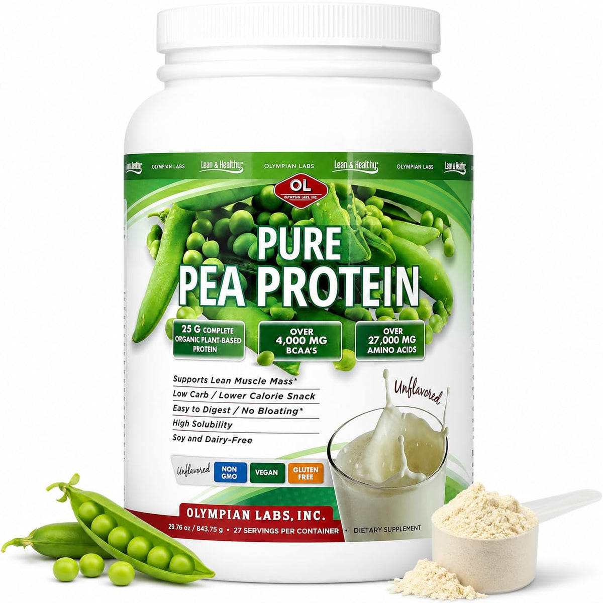 Olympian Labs Plant Based Pea Protein Powder Unflavored - 2 Pound