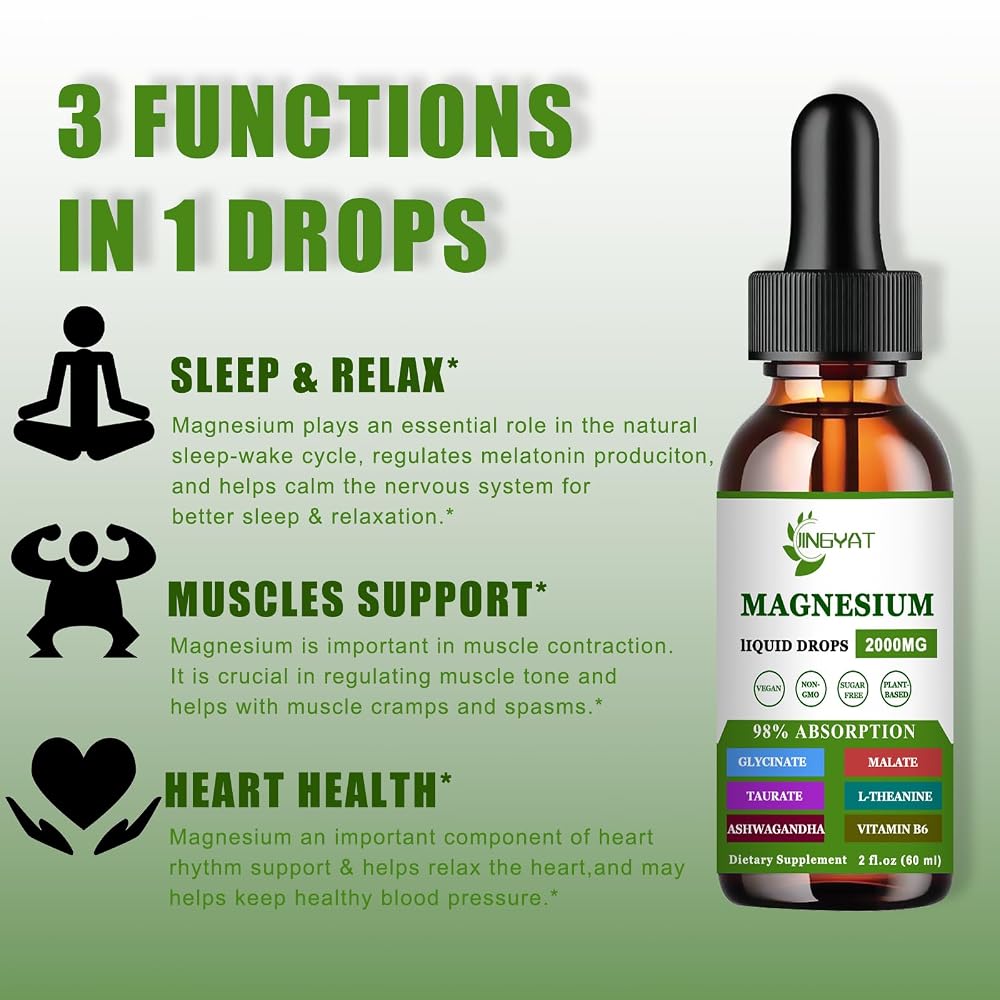JINGYAT Magnesium Glycinate Liquid for Relaxation - 2 Fl Oz - image 2