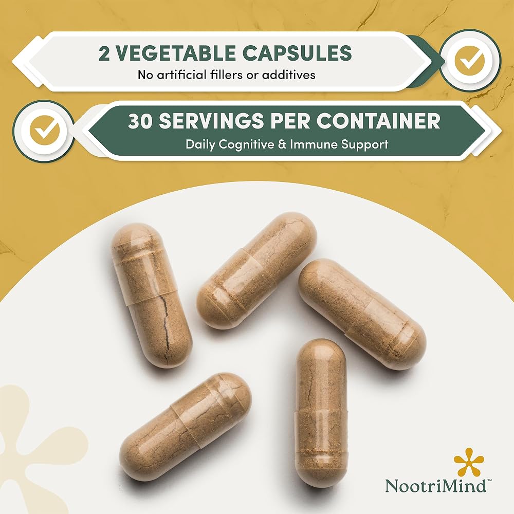nootrimind Lions Mane Mushroom Supplement Capsules - 60 Count - image 6