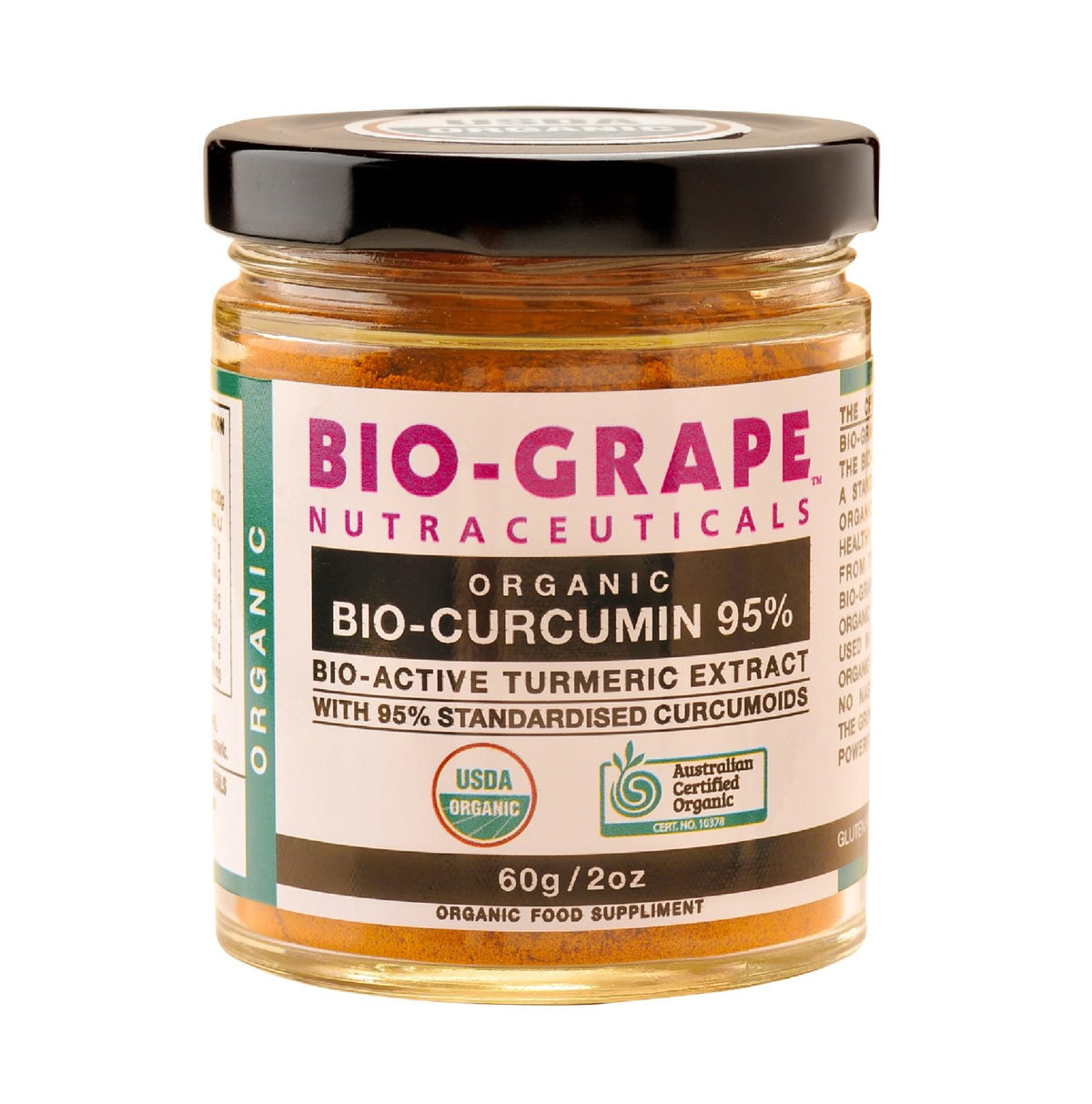 BIO-GRAPE Turmeric Curcumin Extract 95% Organic Powder - 60g