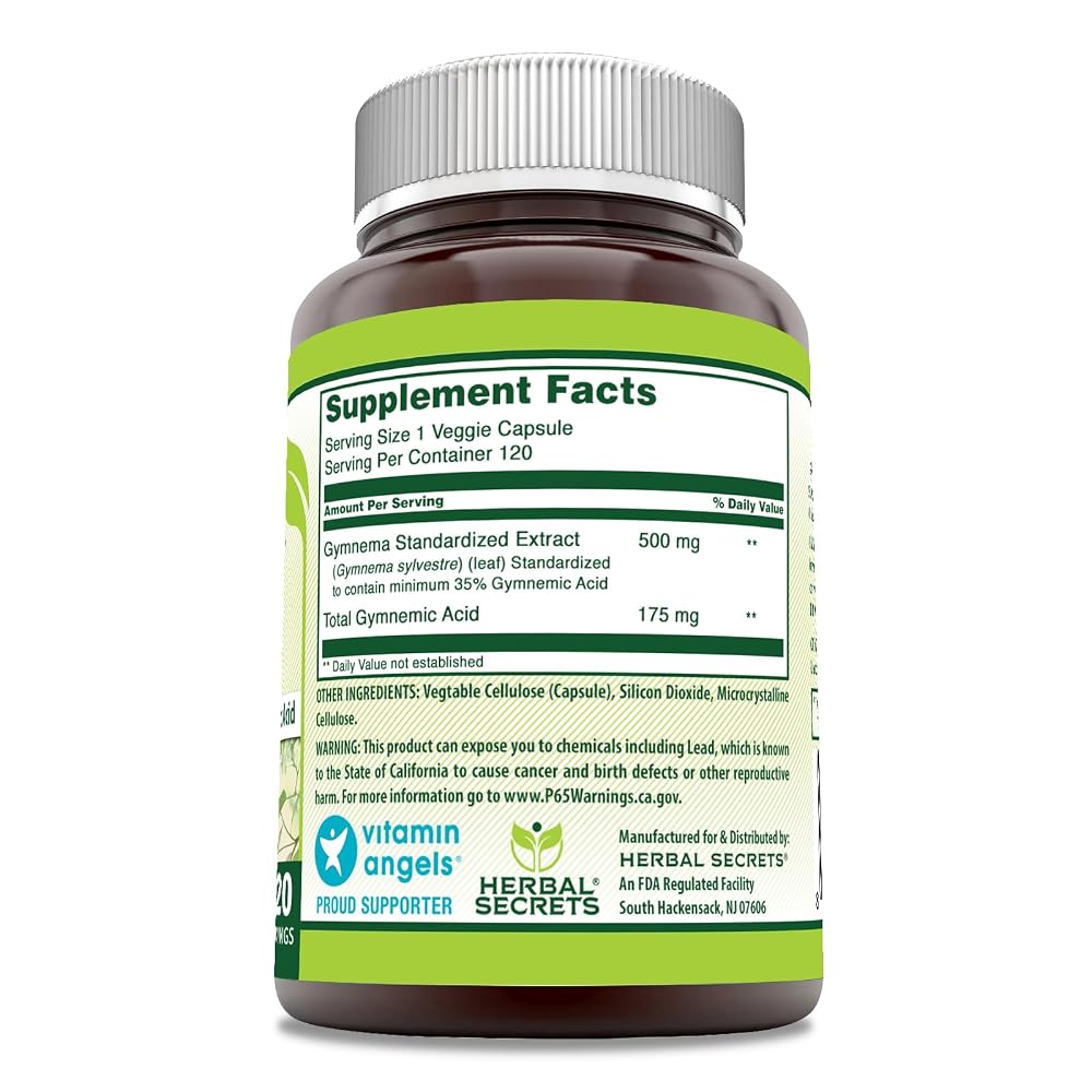 Herbal Secrets Gymnema Supplement 500 Mg - 120 Vegetarian Capsules - image 2