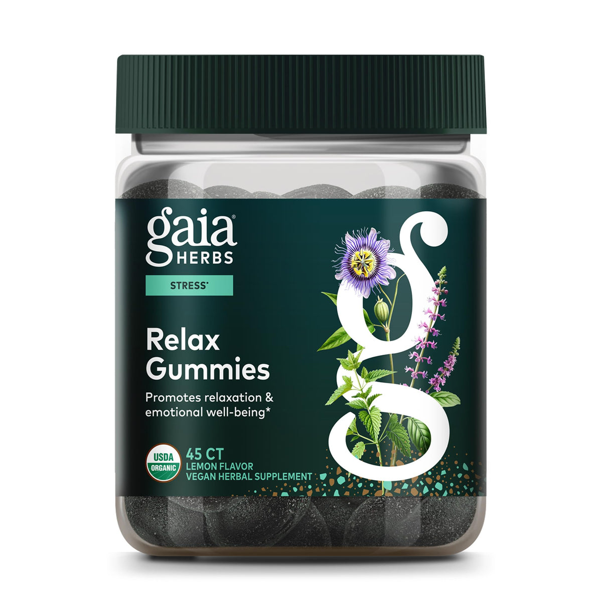 Gaia Herbs Relax Gummies Calming Supplement - 45 Gummies