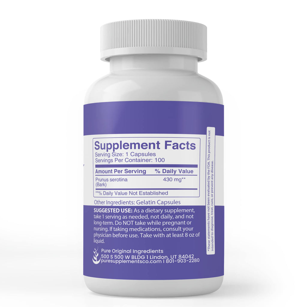 PURE ORIGINAL INGREDIENTS Wild Cherry Bark - 100 Capsules - image 3