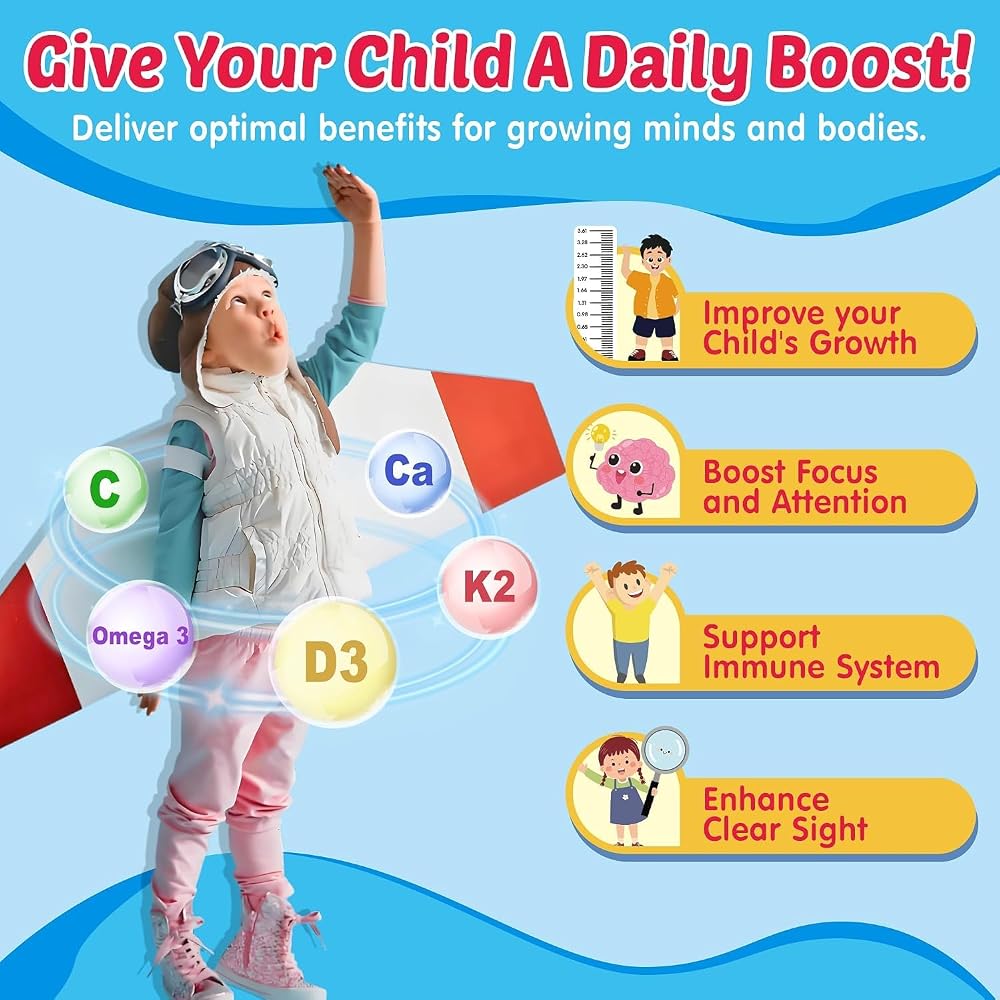 NEVISS Kids Omega 3 Gummies with Calcium