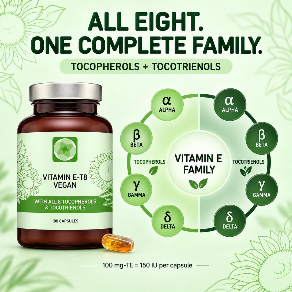 Procapsin Natural Vegan Vitamin E Capsules, All 8 Forms