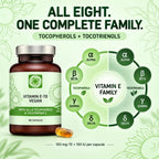 Procapsin Natural Vegan Vitamin E Capsules, All 8 Forms