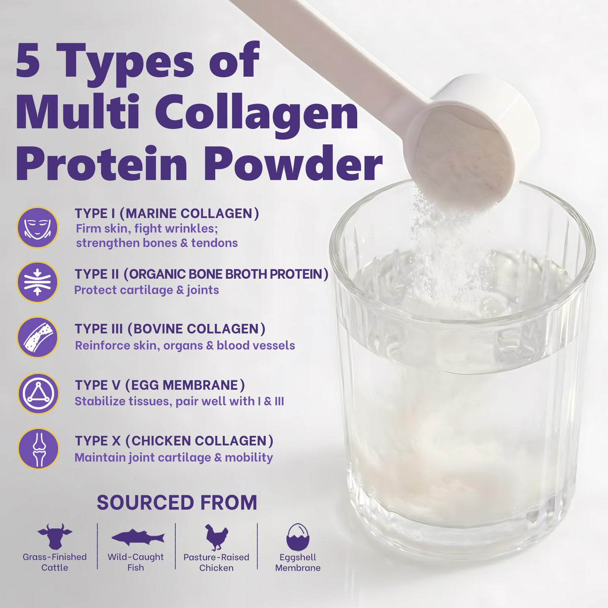 Zammex Multi Collagen Peptides Protein Powder Unflavored - 60 Servings - image 3