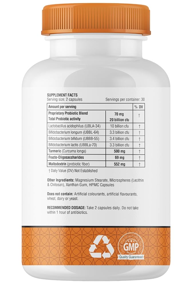 obel Probiotic & Prebiotic Supplement with Turmeric - 60 Capsules - image 2