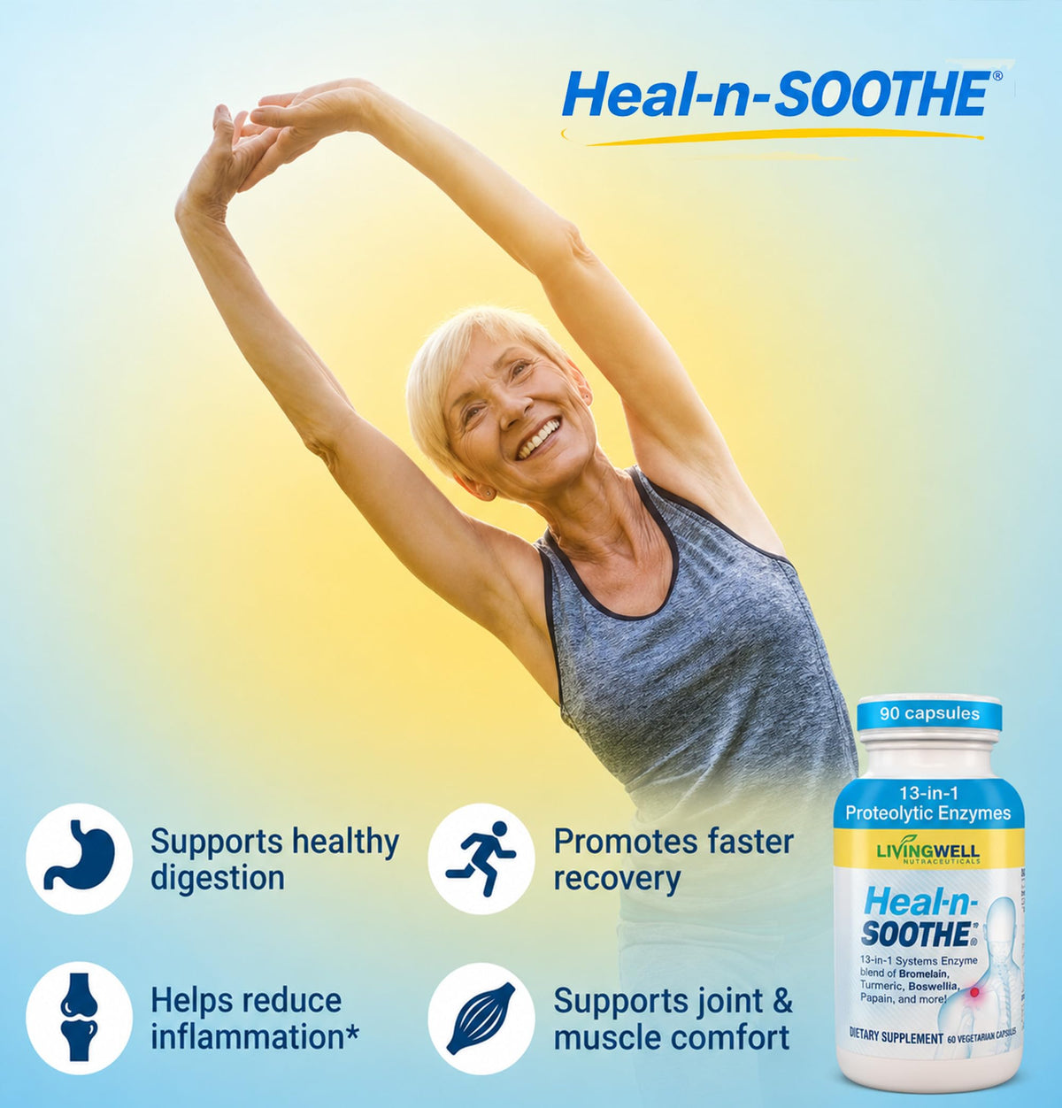 HEAL-N-SOOTHE Proteolytic Systemic Enzymes for Joints - 90 Capsules - image 5