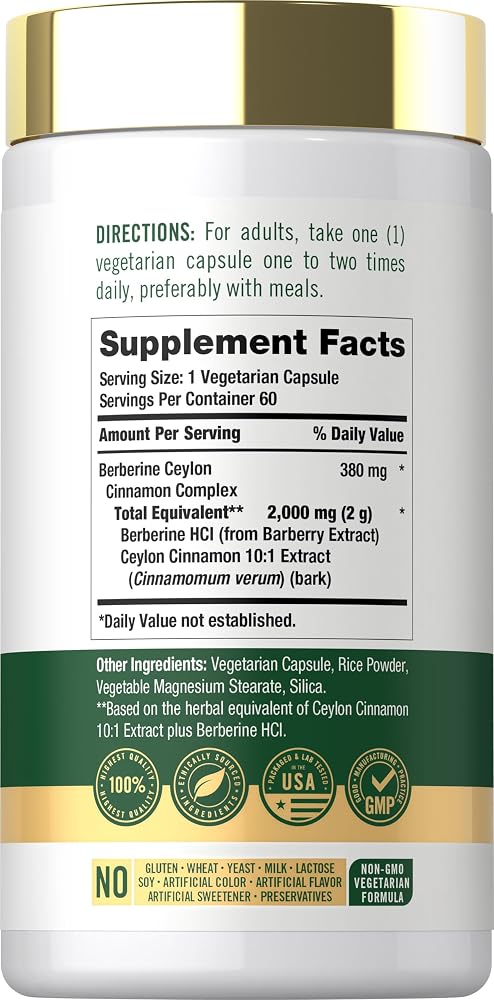 Carlyle Berberine with Ceylon Cinnamon - 60 Vegetarian Capsules - image 2
